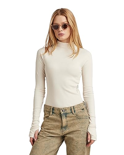 G-STAR RAW Damska koszulka Slim Rib Mock Ls Wmn, beżowy (Eggnog D23339-d289-g076), XXL