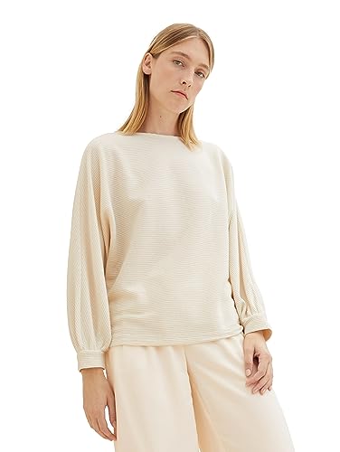 TOM TAILOR Damska koszulka z długim rękawem, 10354 - Soft Beige Solid, 3XL