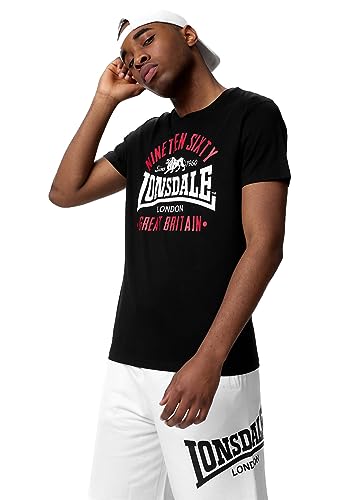 Lonsdale Męski T-shirt o regularnym kroju KILCHOAN czarny/czerwony/biały M, wielokolorowa, M 117347
