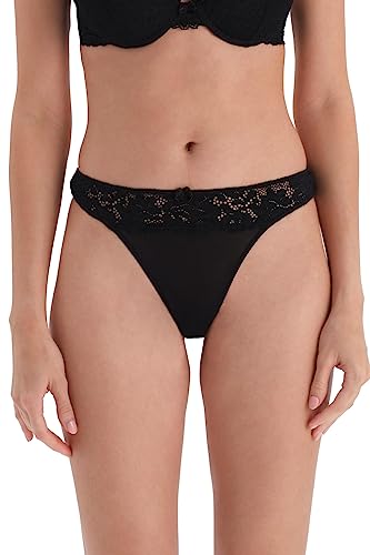 Dagi Damskie stringi z koronką, czarne, XL, czarny, XL
