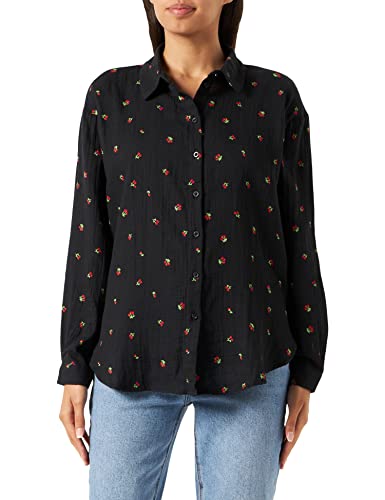 JdY Damska koszula Jdytheis L/S Loose Shirt WVN Noos, Czarny/Aop: wiśniowy, M