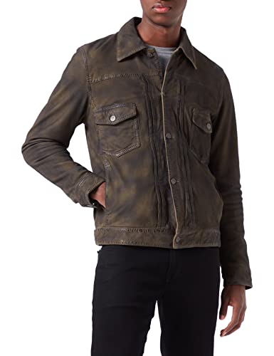 Freaky Nation Męska kurtka skórzana Mr.Reborn-fn, Olive Oil, XXL