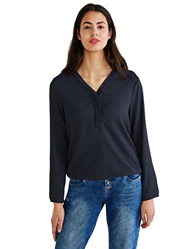 Street One Damska bluzka A343710 z długim rękawem, niebieska (Deep Blue), 36, Deep Blue, 36