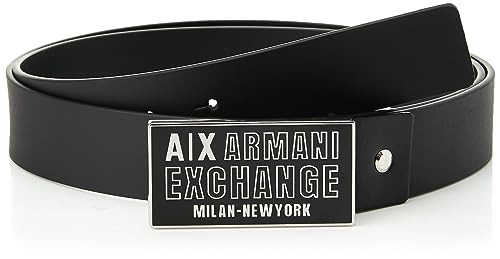 Armani Exchange Casualowa skóra wiązana, pasek z klamrą z logo, czarny, jeden rozmiar, czarny, jeden rozmiar