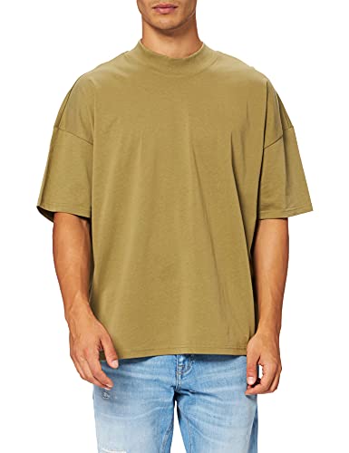 Urban Classics Koszulka męska oversized Mock Neck Tee T-Shirt, khaki, XL