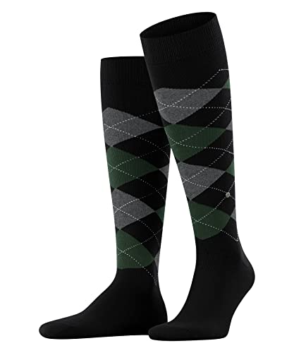 Burlington Mężczyźni Podkolanówki King M KH Trwała Organiczna Bawełna długie z wzorem 1 Para, Czarny (Black 3004), 40-46