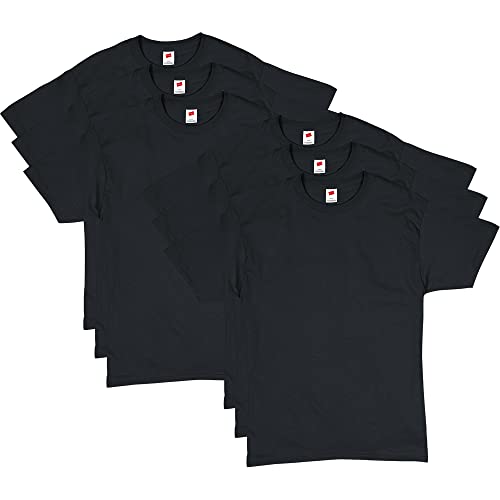 Hanes Wygodny miękki t-shirt męski (6 sztuk), Czarny - 6-pak, XXL