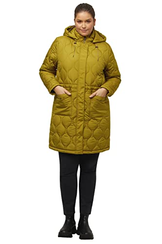 Ulla Popken Damska kurtka funkcyjna, pikowana parka, kurtka wodoodporna, żółty, 42-44 duże rozmiary