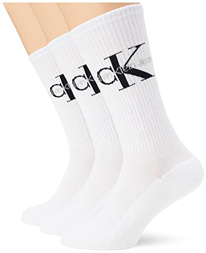 Calvin Klein Męskie Rib 3 Pack Ecom Crew Sock, białe, One Size