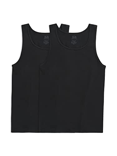 Fruit of the Loom Męskie T-shirty bawełniane i tank topy (S-4XL), koszula, tank, czarny, 2 sztuki, duże, Zbiornik czarny, 2 sztuki, L