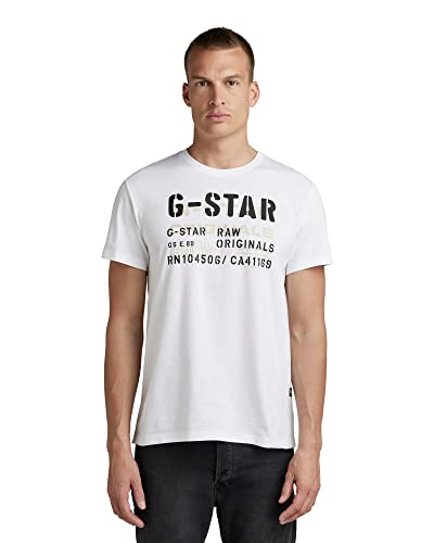 G-STAR RAW Stencil Originals T-shirt męski, Biały (White D22207-336-110), XS