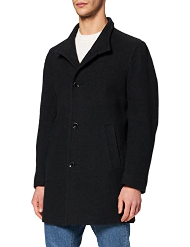 Bugatti Męski płaszcz wełniany Mantel, Czarny, 5 Years