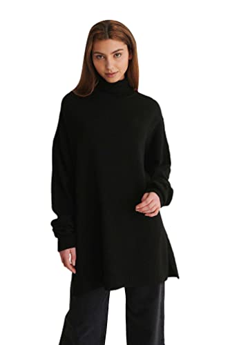 NA-KD Damski sweter z dzianiny z boku, Czarny, XXL