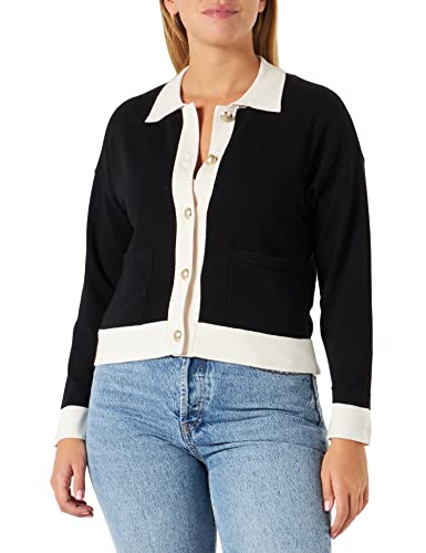 NAF Damski sweter Mwood kardigan, Czarny/ecru, L