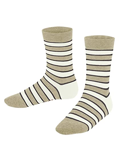 FALKE Uniseks - dzieci Skarpety Simple Stripes K SO Zrównoważona Bawełna z wzorem 1 Para, Beżowy (Sand Melange 4650), 19-22 (1-2 lata)