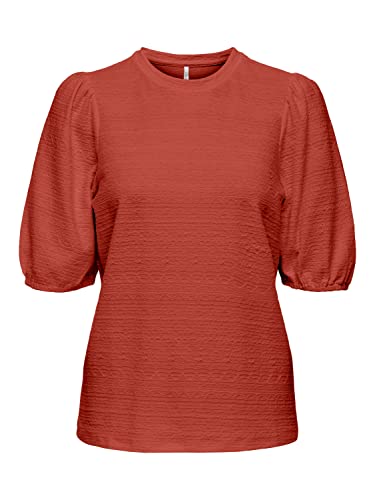 Bestseller A/S ONLCILIA S/S Puff JRS Top, Cinnabar, XS, cinnabar, XS