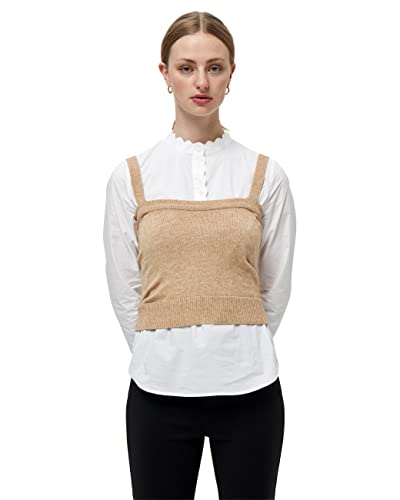 Minus Women's Mary Knit top Pullover Sweater, Light Leather Brown Melange, L