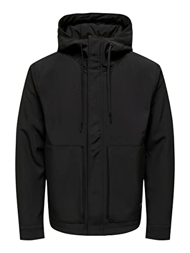 ONLY & SONS Męska kurtka softshell jednokolorowa, Schwarz, S