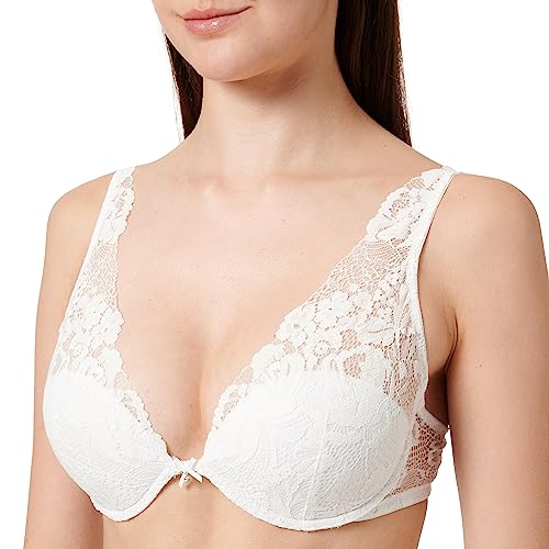 women'secret Intuicyjny biustonosz koronkowy, wiązany na szyi, żółty/białawy, 36C, Żółty/biało-biały, 80C