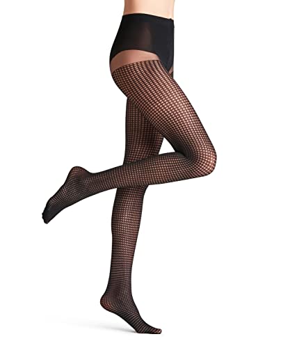 FALKE Kobiety Rajstopy Houndstooth 15 DEN W TI Przezroczyste 15 Den przezroczyste z wzorem 1 Sztuka, Czarny (Black 3009), S