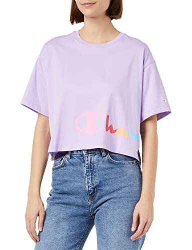 Champion Damska koszulka Legacy American Classics Logo Crop Oversize S/S, lawenda, S