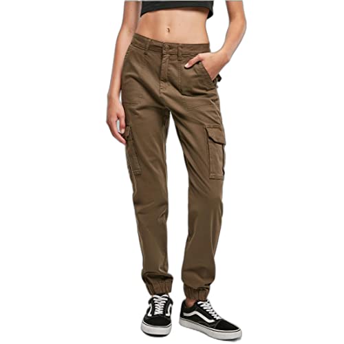 Urban Classics Damskie spodnie damskie Cotton Twill Utility Pants, oliwkowy, 28