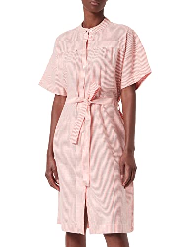 VERO MODA Damska koszulka Vmjily Ss Abk WVN Casual Dress, Spicy Orange/Stripes:snow White, M