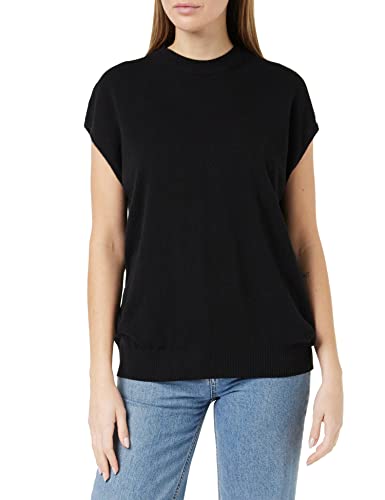 United Colors of Benetton Damski sweter z krótkim rękawem z okrągłym dekoltem, czarny 100, M