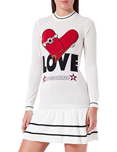Love Moschino Damska sukienka z długim rękawem, biały, 40