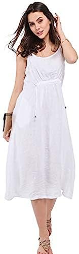 Bonateks, Lejąca długa sukienka z kwiatowym nadrukiem i okrągłym kołnierzem, 100% len, rozmiar DE: 40 rozmiar US: L, satyna - wyprodukowano we Włoszech, beżowy, 40