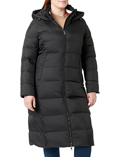 Tommy Hilfiger Damskie płaszcze puchowe Maxi w paski, czarne, S, Czarny, S