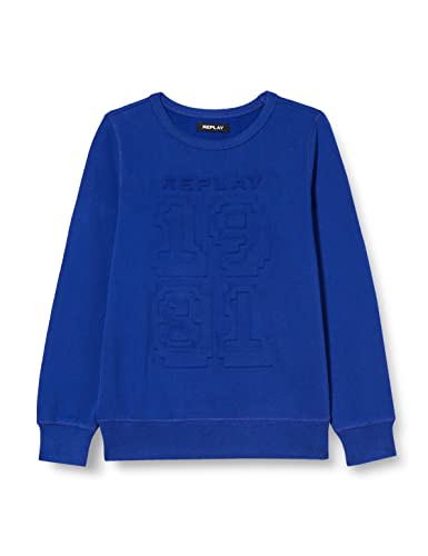 Replay Bluza chłopięca z logo, mieszanka bawełny, 482 Eletric Blue, 8 Lat