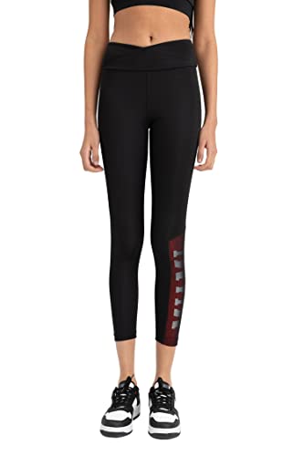 DeFacto Legginsy damskie z wysokim stanem – sportowe legginsy dla kobiet, czarny, M
