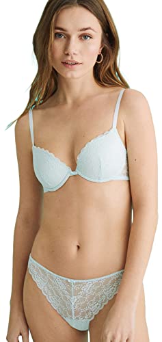 Women'secret Padded Wyściełany Biustonosz Damski, Zielony Nadruk, 90D