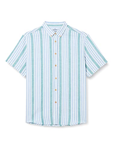 Springfield Męska koszula w paski Camisa krótka formalna koszula, Verde, XL