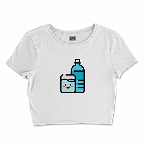 Bona Basics, Damski T-shirt basic, z nadrukiem cyfrowym, 100 bawełny, biały, swobodny, damski top, rozmiar: L, biały, L Krótki