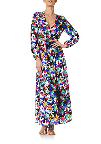 goldenpoint Mare damska długa sukienka z dekoltem w serek Bohemian Ikat, wielokolorowa, M