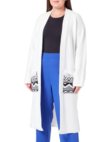 NALLY Damski kardigan z dzianiny 19025585-NA02, wełniany biały, XL/XXL, biały (wollweiss), XL-XXL