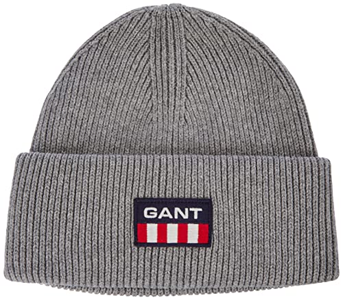 GANT Męska czapka uniseks Retro Shield czapka beanie, ciemnoszary melanż, jeden rozmiar