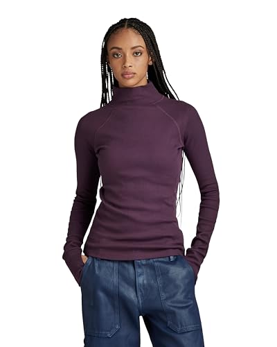 G-STAR RAW Damska koszulka Slim Rib Mock Top, Fioletowy (Lt Maze D23339-d289-8880), XL