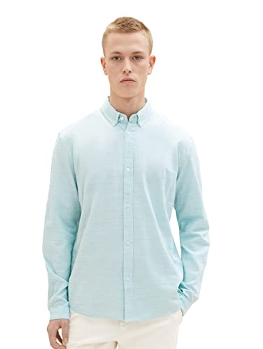 TOM TAILOR Denim Męska koszula 1036244, 31869-Turquoise Structure, M, 31869 – Turquoise Structure, M