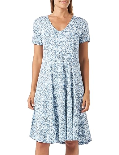 KAFFE Damska sukienka Midi Floral Sleeves Casual, Blue/Chalk Flower Print