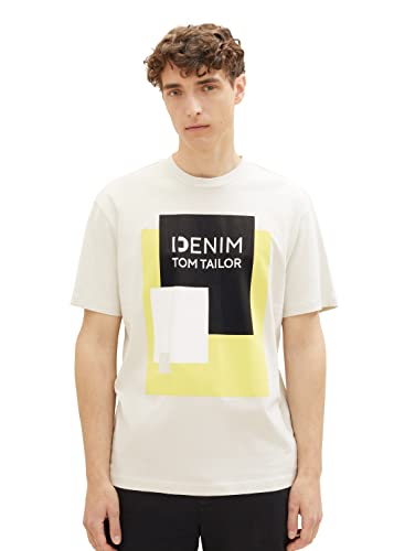 T-shirt męski TOM TAILOR Denim o luźnym kroju z bawełnianym nadrukiem, 32244-mglisty świt, XL