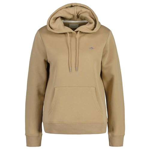 GANT Damska bluza z kapturem Rel Shield, khaki (Dark Khaki), L