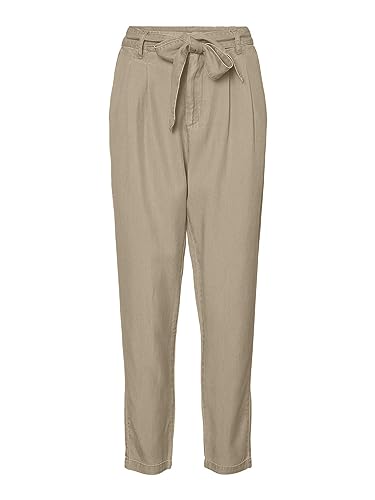 VERO MODA Damskie spodnie VMMIA HR Loose TIE Pant GA Petite, Silver Mink, S/P/28