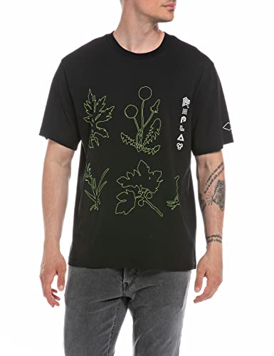 Replay T-shirt męski, 098 BLACK, 3XL