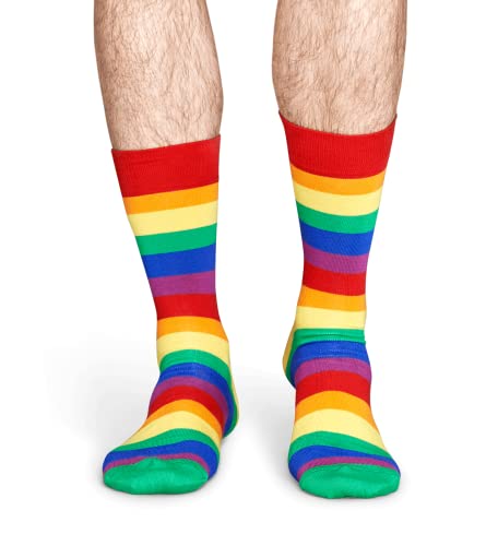 Happy Socks Pride Stripe, kolorowe i zabawne, Skarpety dla kobiet i mężczyzn, Niebieski-Zielony-Pomarańczowy-Liliowy-Czerwony-Żółty (41-46)