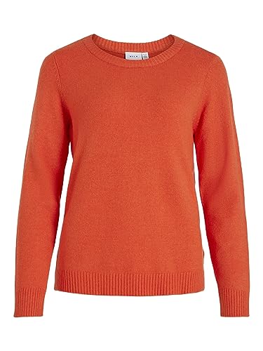 Vila Damski sweter z dzianiny, okrągły dekolt, Tigerlily/Szczegóły: ciemny melanż, XL