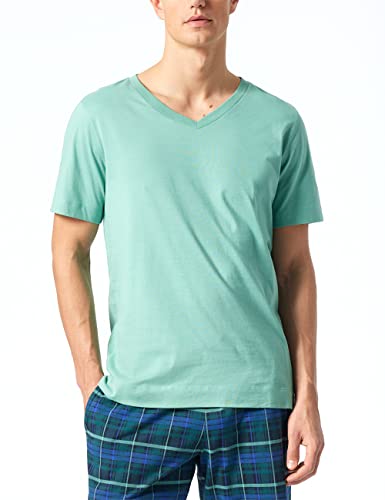 Schiesser Męski T-Shirt z Dekoltem w Kształcie Litery V, Górna Część Piżamowa, Mineralny, 52