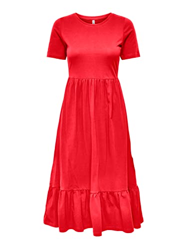 ONLY ONLMAY S/S Peplum Calf Dress Box JRS, sukienka High Risk Red, S, czerwony (high risk red), S